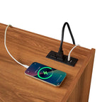 Meuble TV moderne avec tiroirs, chargeurs intégrés et éclairage LED d'ambiance