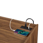 Meuble TV moderne avec tiroirs, chargeurs intégrés et éclairage LED d'ambiance