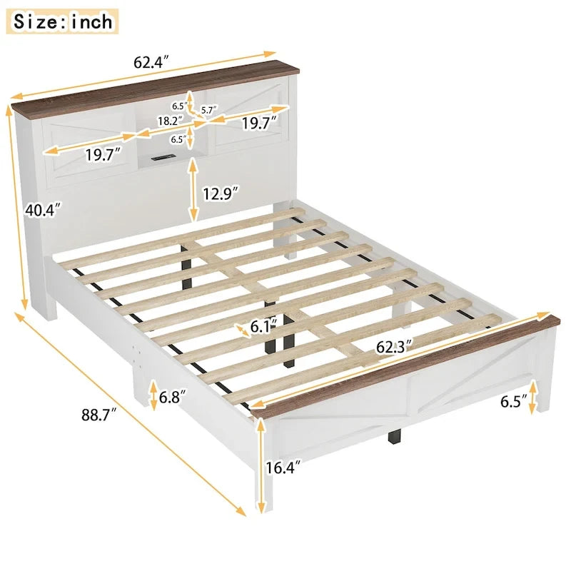 Lit plateforme de ferme avec portes coulissantes doubles et station de charge