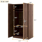 31,5 Armoire rustique à 2 portes en bois avec tringle à vêtements et 3 étagères de rangement pour chambre à coucher