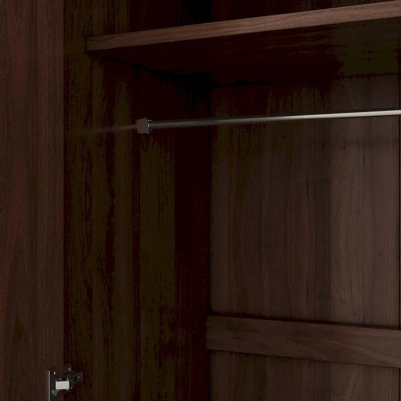 31,5 Armoire rustique à 2 portes en bois avec tringle à vêtements et 3 étagères de rangement pour chambre à coucher