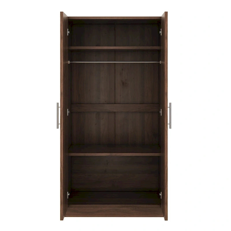 31,5 Armoire rustique à 2 portes en bois avec tringle à vêtements et 3 étagères de rangement pour chambre à coucher