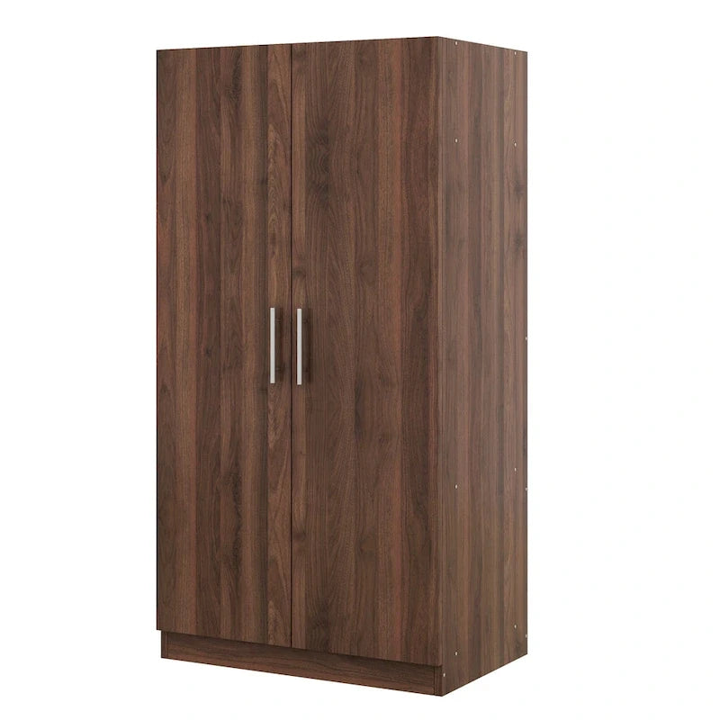 31,5 Armoire rustique à 2 portes en bois avec tringle à vêtements et 3 étagères de rangement pour chambre à coucher