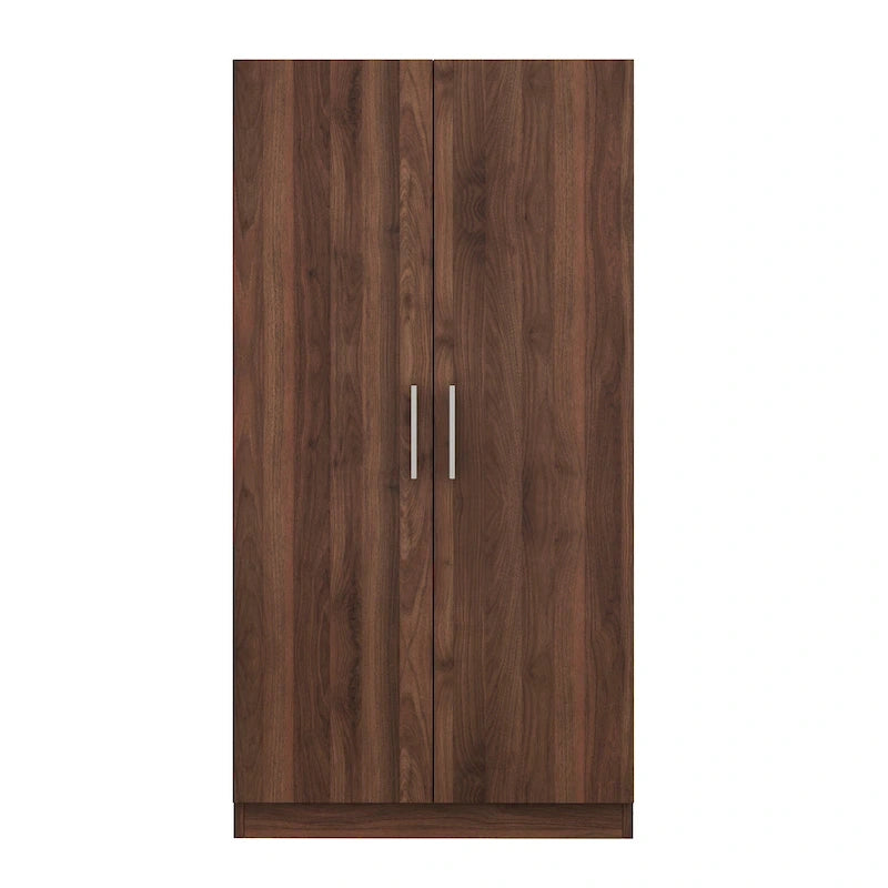 31,5 Armoire rustique à 2 portes en bois avec tringle à vêtements et 3 étagères de rangement pour chambre à coucher