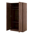 31,5 Armoire rustique à 2 portes en bois avec tringle à vêtements et 3 étagères de rangement pour chambre à coucher