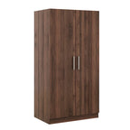 31,5 Armoire rustique à 2 portes en bois avec tringle à vêtements et 3 étagères de rangement pour chambre à coucher