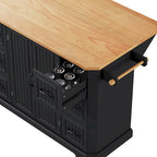 Îlot de cuisine extensible à abattants, chariot de cuisine à 4 roues avec prise de courant, table îlot mobile avec 2 portes et 6 tiroirs