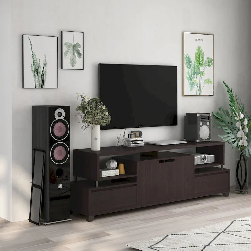 Meuble TV de rangement multifonctionnel de 70 pouces