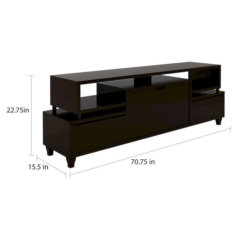 Meuble TV de rangement multifonctionnel de 70 pouces