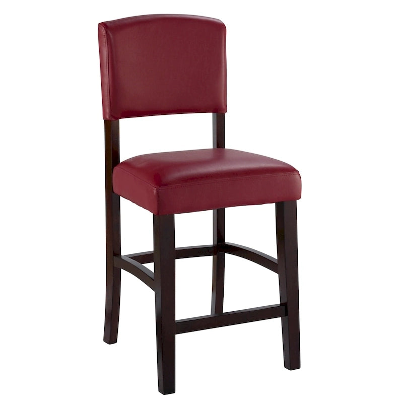 Tabouret de comptoir en vinyle rouge foncé | Fixe | Siège unique