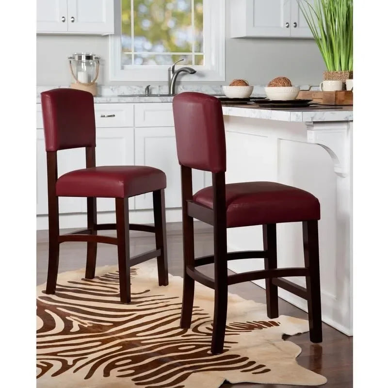 Tabouret de comptoir en vinyle rouge foncé | Fixe | Siège unique