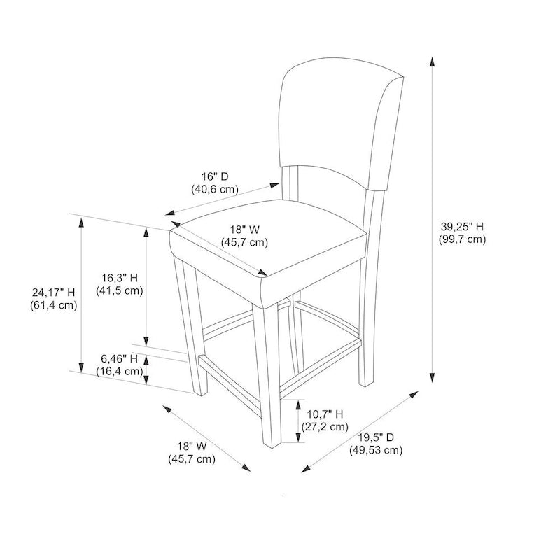 Tabouret de comptoir en vinyle rouge foncé | Fixe | Siège unique