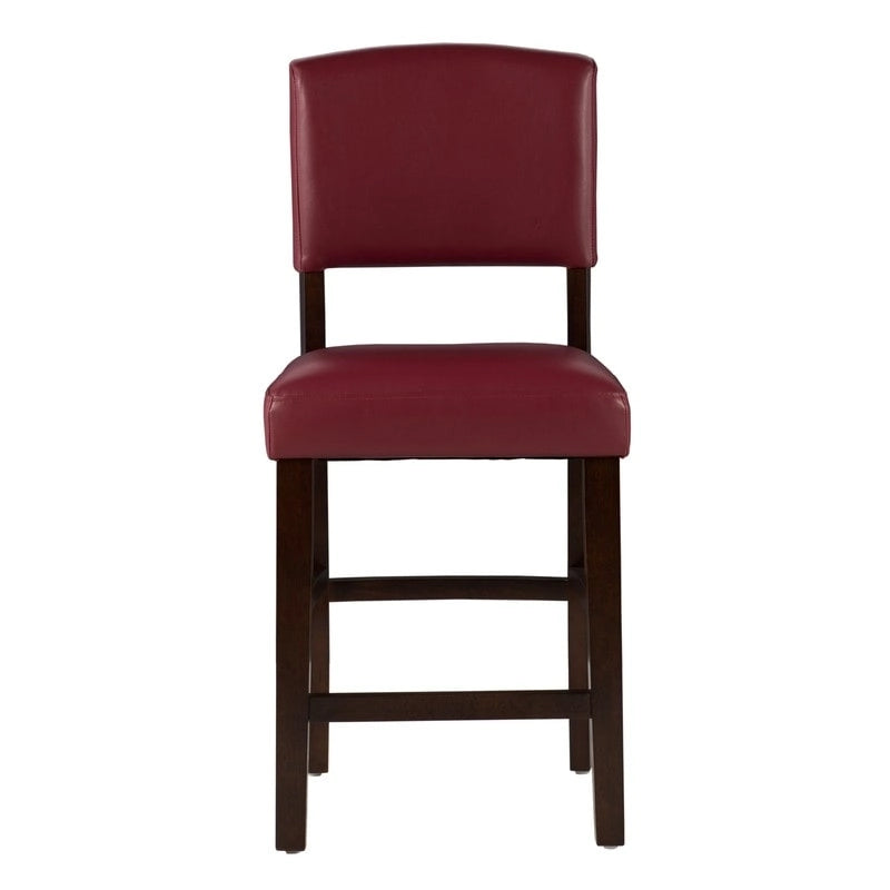 Tabouret de comptoir en vinyle rouge foncé | Fixe | Siège unique