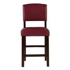 Tabouret de comptoir en vinyle rouge foncé | Fixe | Siège unique