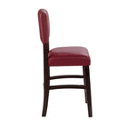 Tabouret de comptoir en vinyle rouge foncé | Fixe | Siège unique