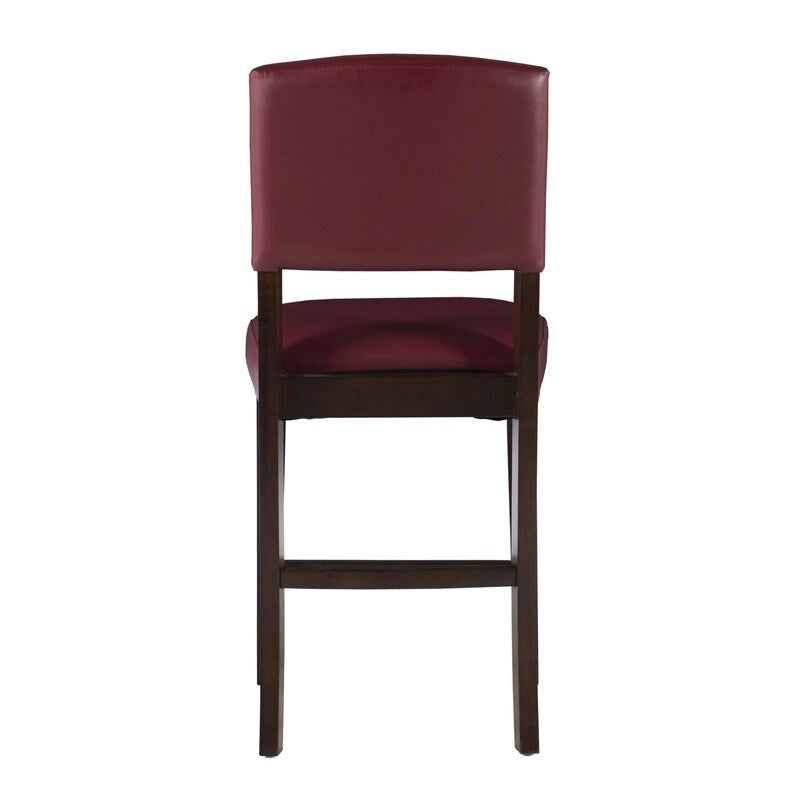 Tabouret de comptoir en vinyle rouge foncé | Fixe | Siège unique