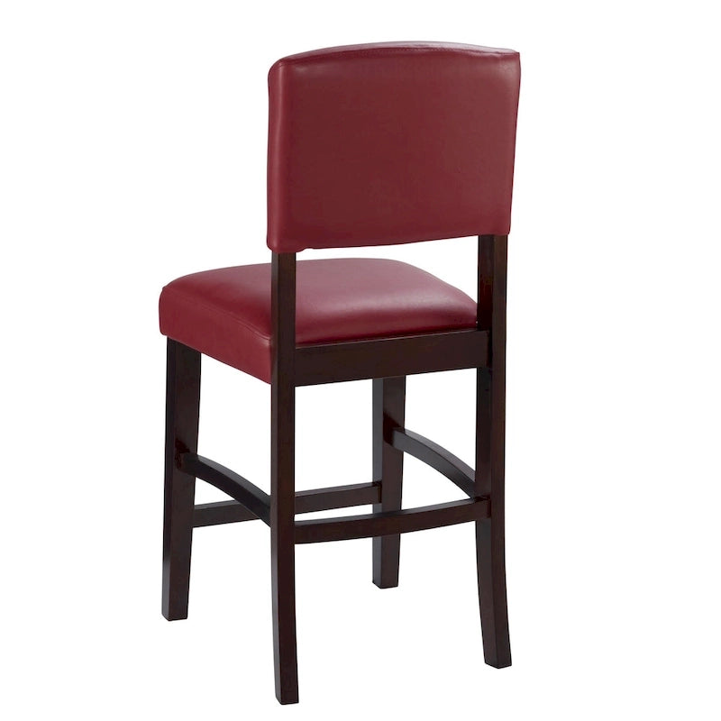 Tabouret de comptoir en vinyle rouge foncé | Fixe | Siège unique