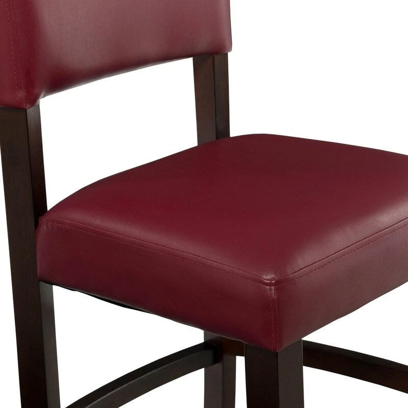 Tabouret de comptoir en vinyle rouge foncé | Fixe | Siège unique