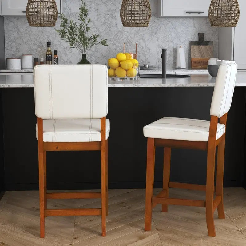 Tabouret de bar crème en similicuir Milano, hauteur comptoir