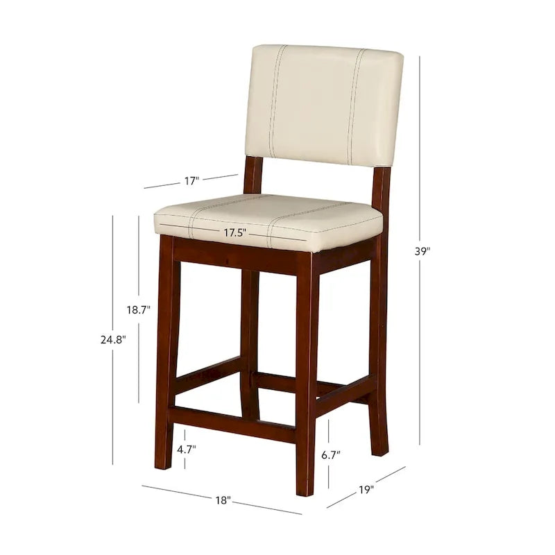 Tabouret de bar crème en similicuir Milano, hauteur comptoir