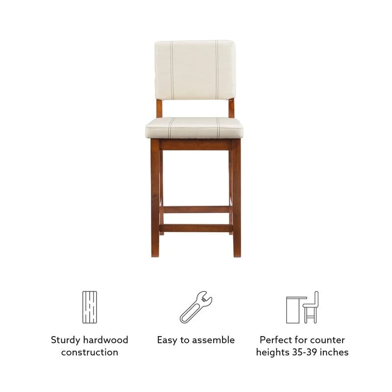 Tabouret de bar crème en similicuir Milano, hauteur comptoir