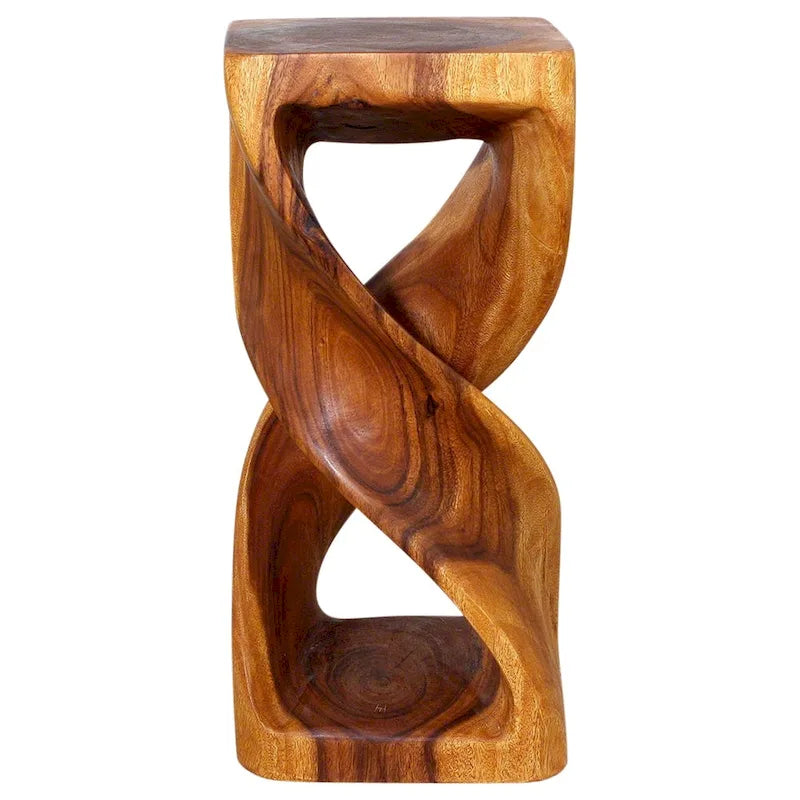 Tabouret/Table à torsion double en bois 12 po CA x 26 po H, chêne huilé - 12 x 12 x 26