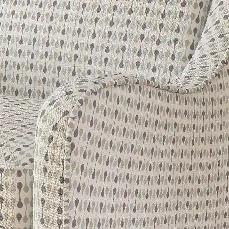 Fauteuil rembourré en tissu multicolore à rayures