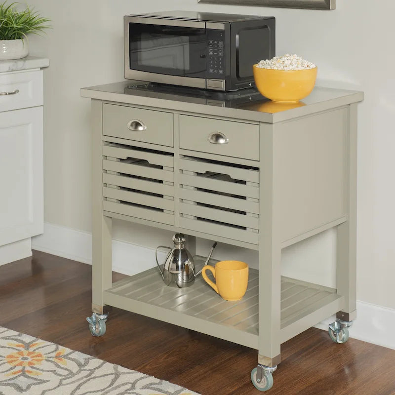 Le chariot de cuisine en bois gris White Squirrel de The Gray Barn