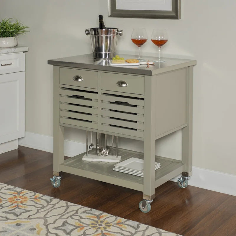 Le chariot de cuisine en bois gris White Squirrel de The Gray Barn