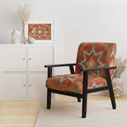 Fauteuil d'appoint bohème chic rembourré - Collage de carreaux orange - Fauteuil