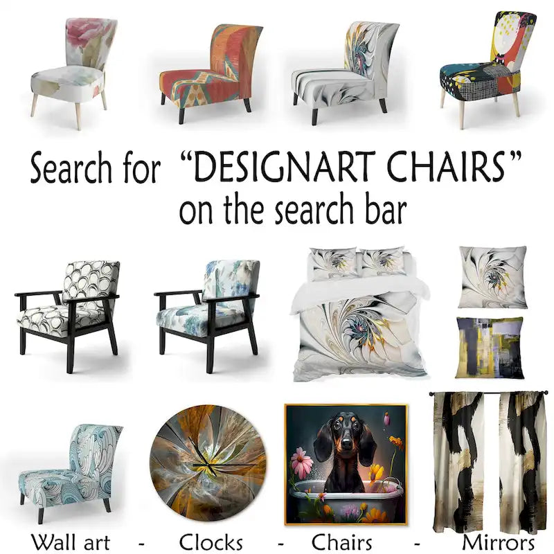 Fauteuil d'appoint bohème chic rembourré - Collage de carreaux orange - Fauteuil