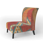 Fauteuil d'appoint bohème chic rembourré - Collage de carreaux orange - Fauteuil