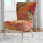 Fauteuil d'appoint bohème chic rembourré - Collage de carreaux orange - Fauteuil