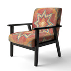 Fauteuil d'appoint bohème chic rembourré - Collage de carreaux orange - Fauteuil