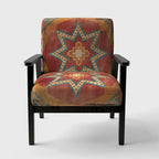 Fauteuil d'appoint bohème chic rembourré - Collage de carreaux orange - Fauteuil