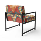 Fauteuil d'appoint bohème chic rembourré - Collage de carreaux orange - Fauteuil