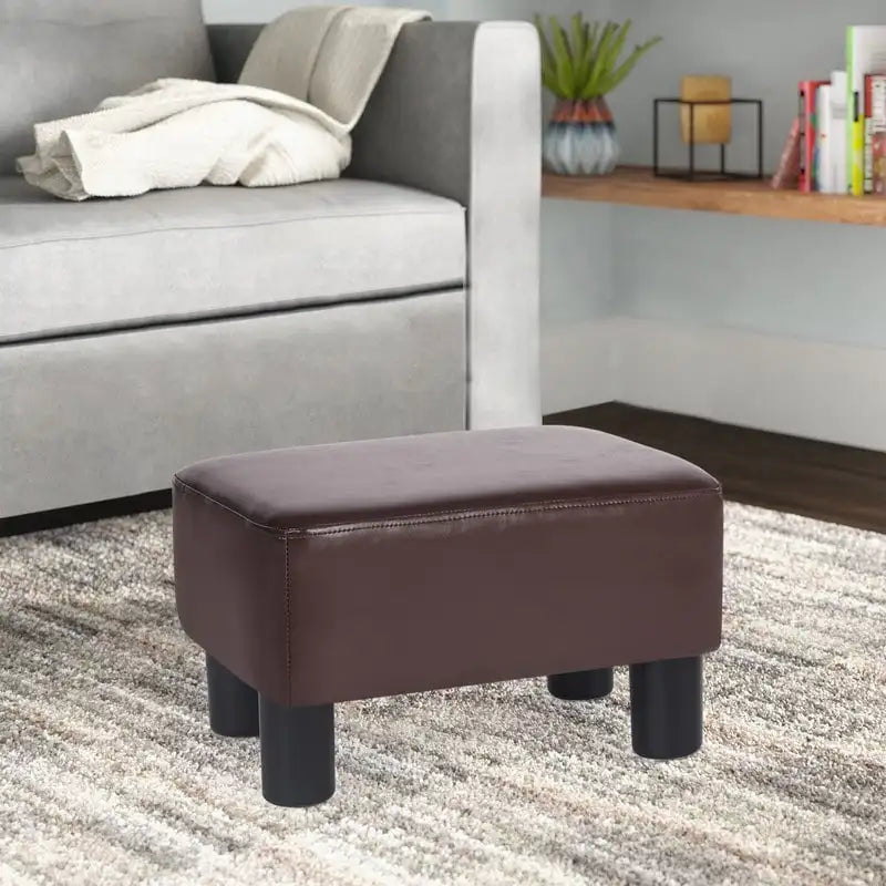Petit repose-pieds rectangulaire en cuir PU, pouf, repose-pieds moderne
