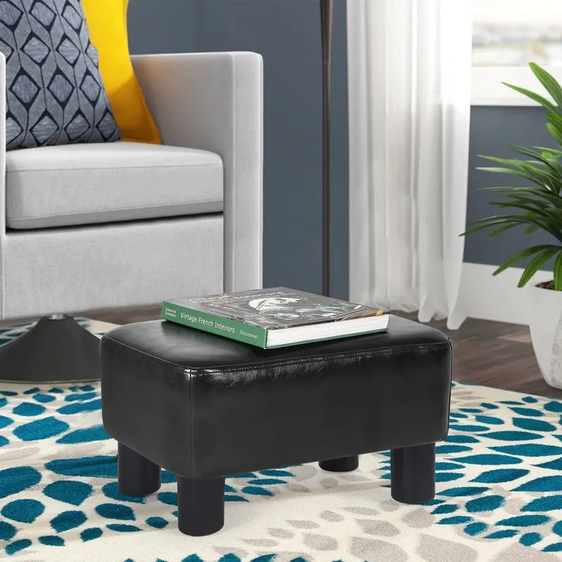 Petit repose-pieds rectangulaire en cuir PU, pouf, repose-pieds moderne