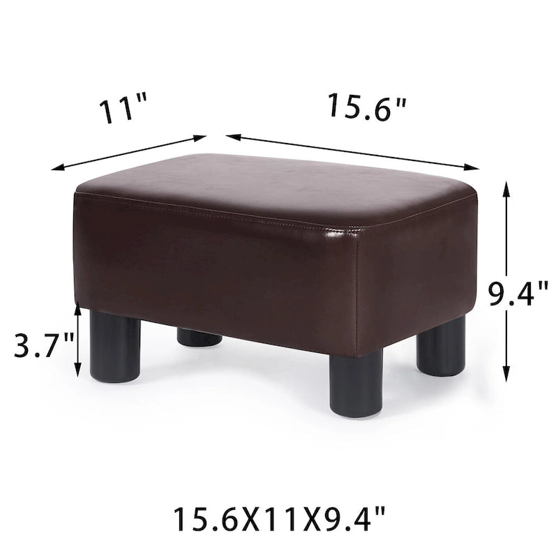 Petit repose-pieds rectangulaire en cuir PU, pouf, repose-pieds moderne