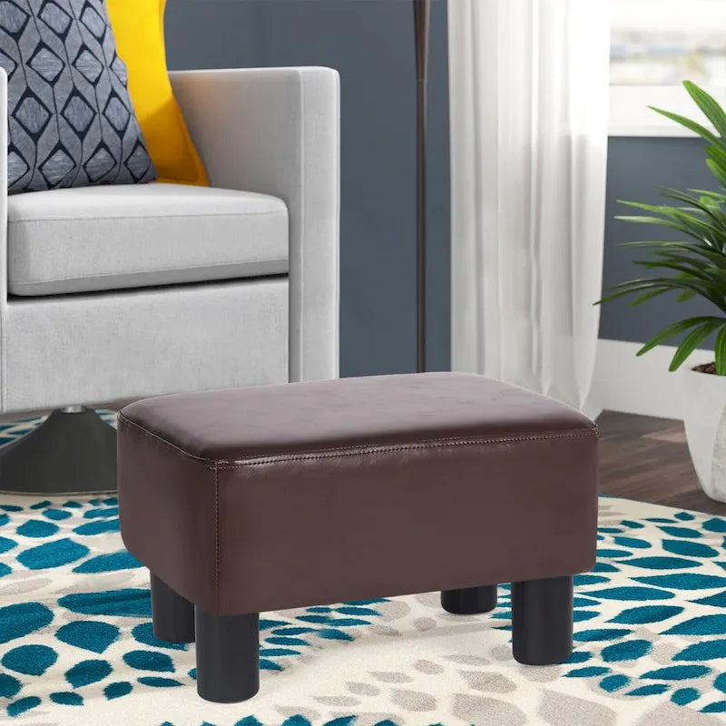 Petit repose-pieds rectangulaire en cuir PU, pouf, repose-pieds moderne