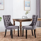Ensemble de 2 chaises de salle à manger, chaise d'appoint rembourrée sans accoudoirs avec dossier capitonné, anneau de tirage et clous décoratifs
