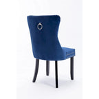 Ensemble de 2 chaises de salle à manger, chaise d'appoint rembourrée sans accoudoirs avec dossier capitonné, anneau de tirage et clous décoratifs