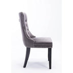 Ensemble de 2 chaises de salle à manger, chaise d'appoint rembourrée sans accoudoirs avec dossier capitonné, anneau de tirage et clous décoratifs