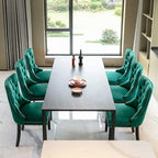 Ensemble de 2 chaises de salle à manger, chaise d'appoint rembourrée sans accoudoirs avec dossier capitonné, anneau de tirage et clous décoratifs