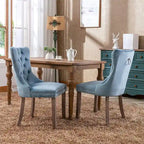 Ensemble de 2 chaises de salle à manger, chaise d'appoint rembourrée sans accoudoirs avec dossier capitonné, anneau de tirage et clous décoratifs