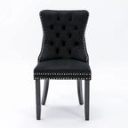 Ensemble de 2 chaises de salle à manger, chaise d'appoint rembourrée sans accoudoirs avec dossier capitonné, anneau de tirage et clous décoratifs