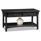 Table basse à deux tiroirs avec étagère