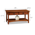 Table basse à deux tiroirs avec étagère