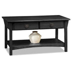 Table basse à deux tiroirs avec étagère