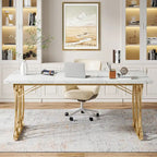 Bureau de conférence 4-6 personnes blanc et or 63"